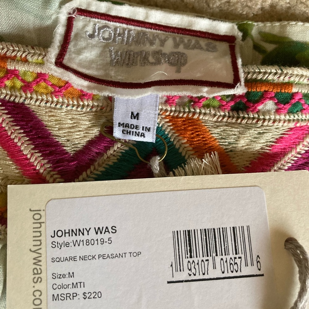 Johnny Was embroidered square neck peasant top boho NWT - Picture 6 of 14